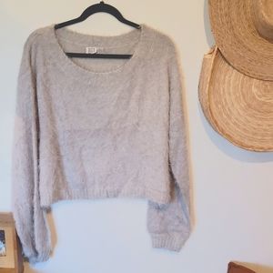 Grayish blue eyelash sweater